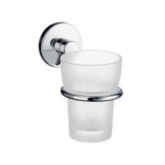 Smedbo NK343 Wall Mounted Frosted Glass Tumbler with Polished Chrome Holder from the Studio Collection